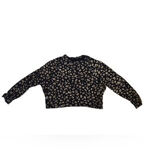 Terez Black and Goldish Tan with Shimmer Leopard Print Sweater